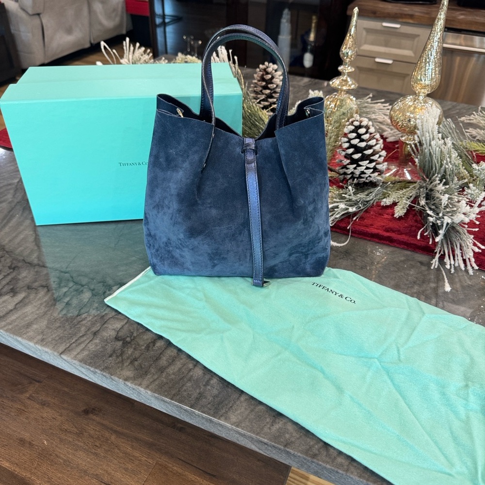 Tiffany & Co. Blue Suede REVERSIBLE metallic Bag and wallet ***ALL INCLUSIVE